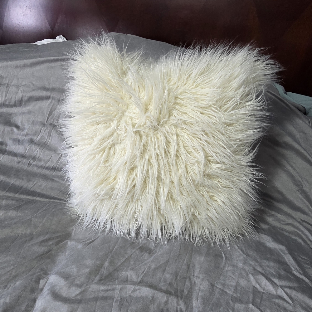 Fluffy Cream Throw Pillow